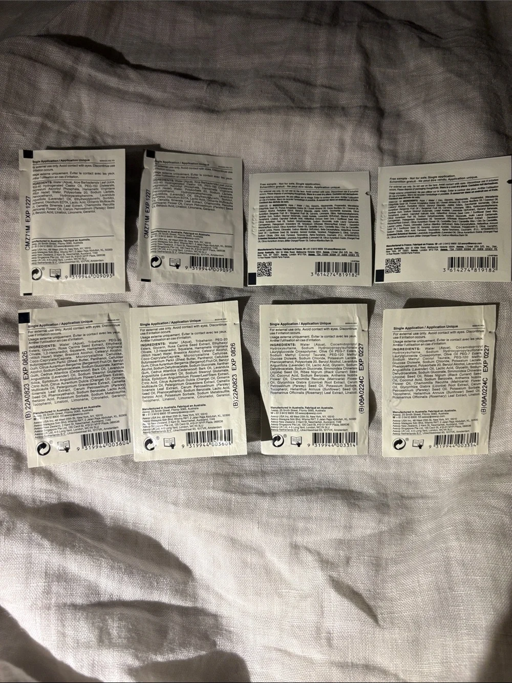 AESOP 8 PC travel packettes set